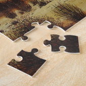 森林に覆われた風光明媚な風景の夕日 ジグソーパズル (側面)