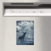 森林に〔雄ジカの〕枝角を持つ鹿の日付を保存 マグネット (インサイチュ (食洗機))