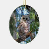 森林のアメリカフクロウ セラミックオーナメント (右)