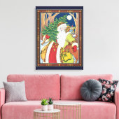 森林のサンタクロース鹿ヴィンテージクリスマス キャンバスプリント (インサイチュ (リビング))