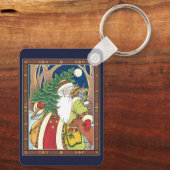 森林のサンタクロース鹿ヴィンテージクリスマス キーホルダー (裏面)