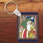 森林のサンタクロース鹿ヴィンテージクリスマス キーホルダー (正面)