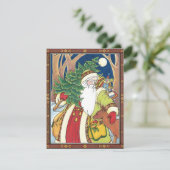 森林のサンタクロース鹿ヴィンテージクリスマス シーズンカード (スタンド正面)