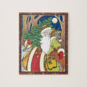 森林のサンタクロース鹿ヴィンテージクリスマス ジグソーパズル (縦)