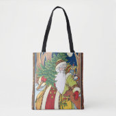 森林のサンタクロース鹿ヴィンテージクリスマス トートバッグ (正面)