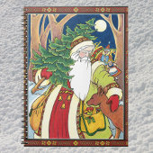 森林のサンタクロース鹿ヴィンテージクリスマス ノートブック