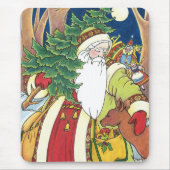 森林のサンタクロース鹿ヴィンテージクリスマス マウスパッド (正面)