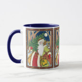 森林のサンタクロース鹿ヴィンテージクリスマス マグカップ (左)