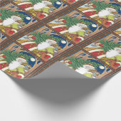 森林のサンタクロース鹿ヴィンテージクリスマス ラッピングペーパー (角)