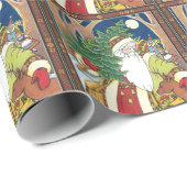 森林のサンタクロース鹿ヴィンテージクリスマス ラッピングペーパー (ロールコーナー)