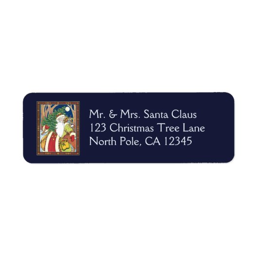 森林のサンタクロース鹿ヴィンテージクリスマス ラベル (正面)