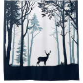 森林のシルエットの鹿 シャワーカーテン (正面)