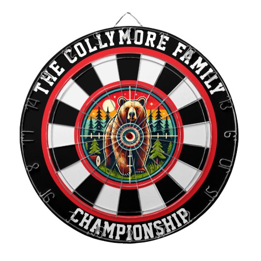 森林のターゲットで円形の灰色 ダーツボード (正面)