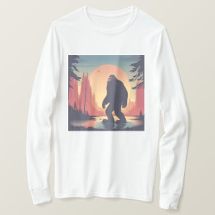 森林のビッグフット長袖メンズ Tシャツ