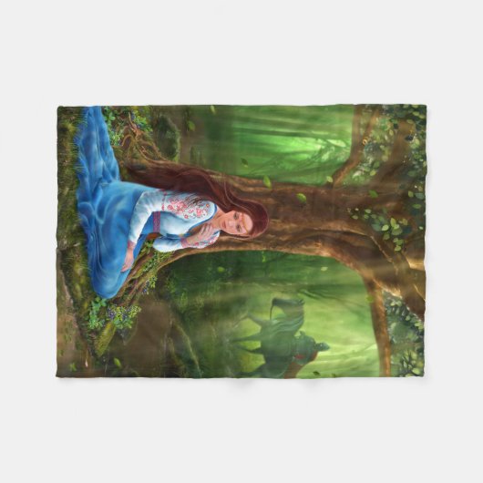 森林のミステリーおとぎ話の娘そして王子 フリースブランケット (正面(横))