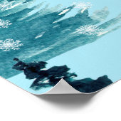 森林の冬の村と継ぎ目のない模様 ポスター (角)