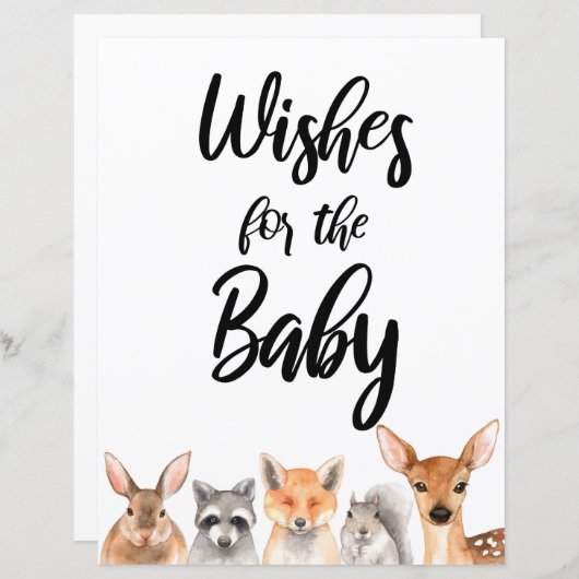 森林の動物がベビーの標識を望む (正面/裏面)