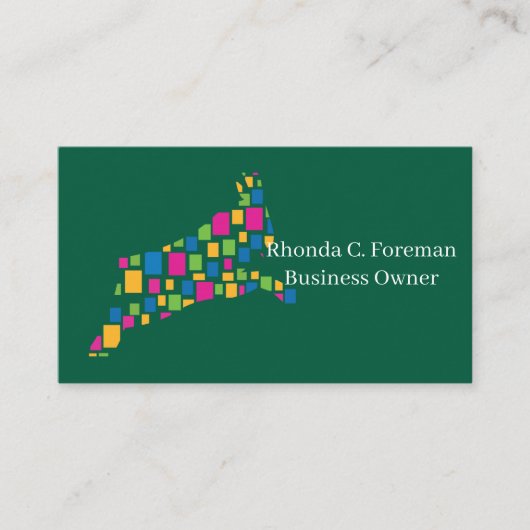 森林の動物のテーマとセージモダングリーン 名刺 (正面)