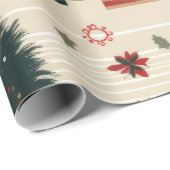 森林の動物の北欧スキークリスマスパターン ラッピングペーパー (ロールコーナー)