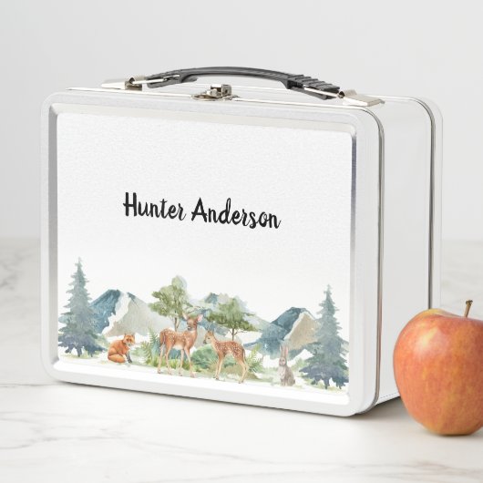 森林の動物の鹿のかわいい名前 メタルランチボックス (インサイチュ)