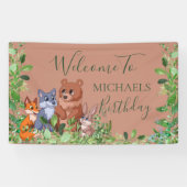 森林の動物は背景バナーを歓迎 横断幕 (横)