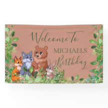 森林の動物は背景バナーを歓迎