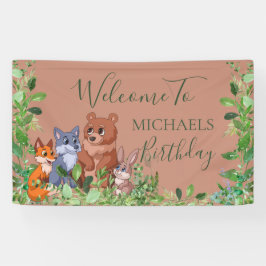 森林の動物は背景バナーを歓迎 横断幕