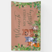 森林の動物は背景バナーを歓迎 横断幕 (縦)