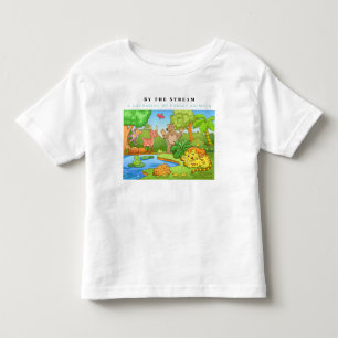 森林の動物を集める小川によってパーソナライズ トドラーTシャツ