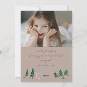 森林の北欧動物の雪クリスマス シーズンカード (裏面)