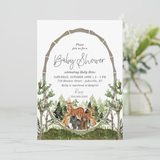 森林の友人たちに木の国の赤ん坊をシャワー 招待状 (スタンド正面)