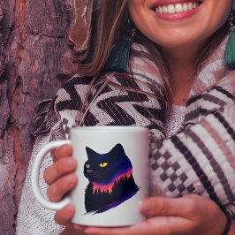森林の夕焼け シルエット マグカップ、自然にインスパイアされたコーヒー マグカップ