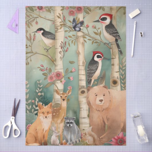 森林の大型動物が分離 薄葉紙 (クラフト)