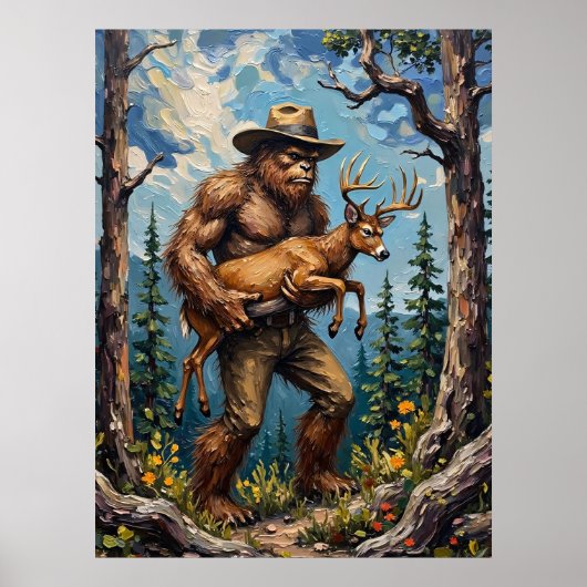 森林の守護者:ビッグフットと鹿 ポスター (正面)