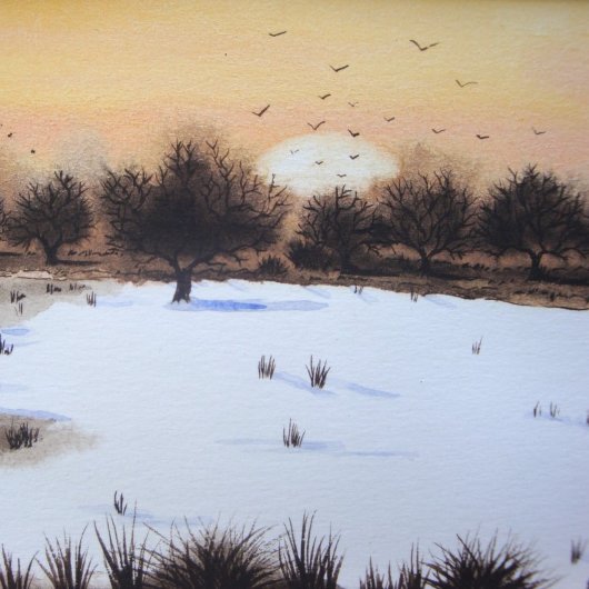 森林の平野の雪景色 ジグソーパズル