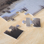 森林の平野の雪景色 ジグソーパズル (側面)