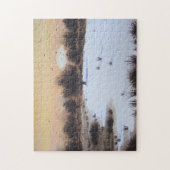 森林の平野の雪景色 ジグソーパズル (縦)