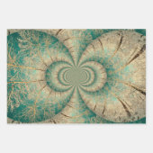 森林の木々緑褐色の冬の森林 ラッピングペーパーシート (正面3)