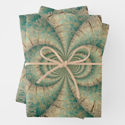 森林の木々緑褐色の冬の森林 ラッピングペーパーシート (インサイチュ)