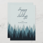 森林の木々 セージグリーンの風景 ハッピーホリデー シーズンカード (正面/裏面)