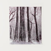 森林の木々 雪景色の冬の風景 タペストリー (正面)