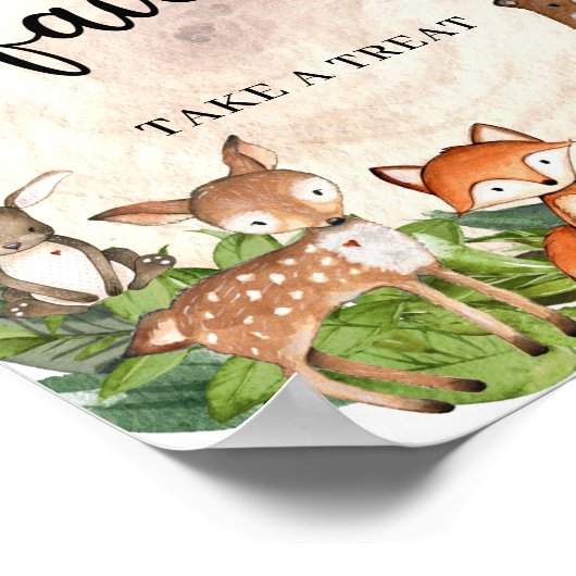 森林の木の木の木の切り絵の看板 ポスター (角)