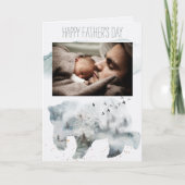 森林の松の父の日の熊と写真 カード (正面)