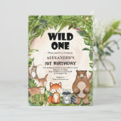 森林の森の動物の緑の木のスライスのインビ 招待状 (スタンド正面)
