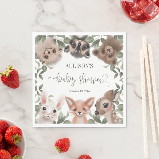 森林の森の友人の赤ちゃんシャワー スタンダードランチョンナプキン (インサイチュ)