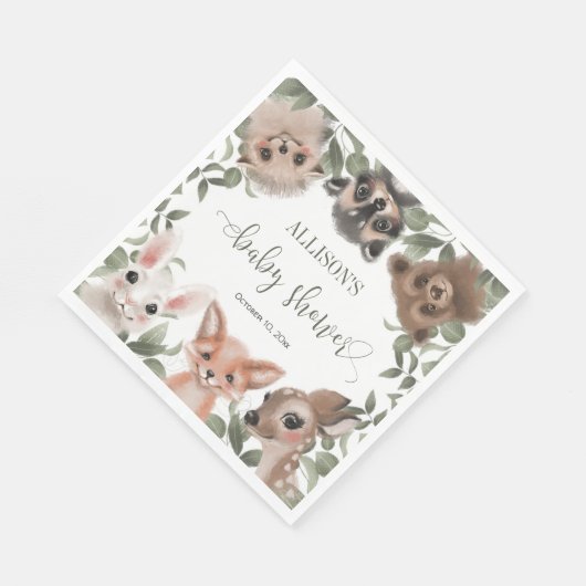 森林の森の友人の赤ちゃんシャワー スタンダードランチョンナプキン (角)