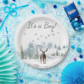 森林の森の国の鹿の少年の赤ちゃんシャワー ペーパープレート (パーティー)