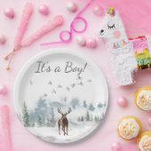 森林の森の国の鹿の少年の赤ちゃんシャワー ペーパープレート (パーティー)