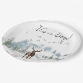 森林の森の国の鹿の少年の赤ちゃんシャワー ペーパープレート (アングル)