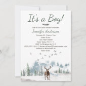 森林の森の国の鹿の少年の赤ちゃんシャワー 招待状 (正面)